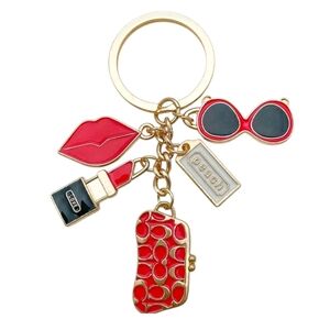 Designer Inspired 5 Piece Red and Gold Purse Charm